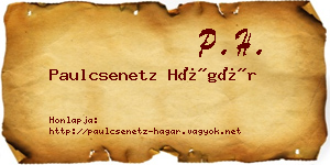 Paulcsenetz Hágár névjegykártya